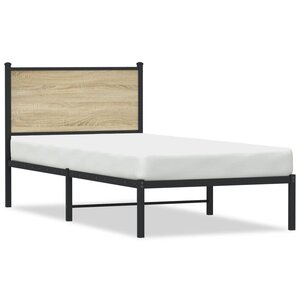 vidaXL Cadre de lit en métal sans matelas chêne sonoma 75x190 cm