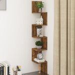 vidaXL Étagère d'angle murale Chêne fumé 20x20x127 5cm Bois ingénierie