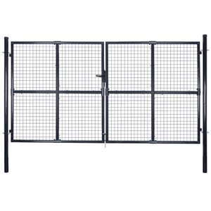 vidaXL Portail en maille de jardin Acier galvanisé 289x175 cm Gris