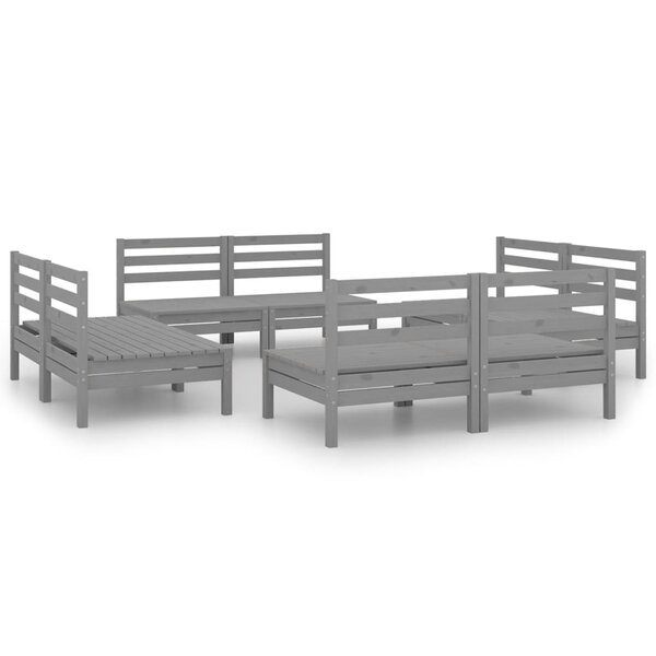 Salon de jardin meuble d'extérieur ensemble de mobilier 8 pièces gris bois de pin massif 02_0017857
