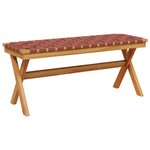 vidaXL Banc de jardin rouge bois massif d'acacia et tissu