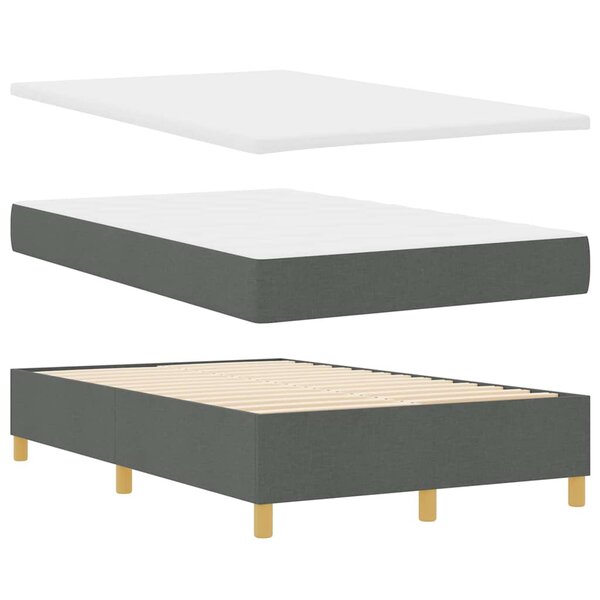 vidaXL Lit à sommier tapissier avec matelas et banc Gris foncé 120x190 cm Tissu