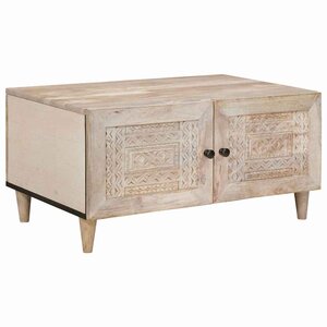 vidaXL Table basse Beige 80 x 50 x 40 cm bois de manguier massif