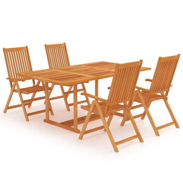 Salon de jardin meuble d'extérieur ensemble de mobilier 5 pièces bois de teck massif 02_0016574