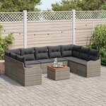 vidaXL Ensemble de canapé de jardin 10 Pièces Gris