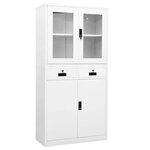 Armoire de bureau classique rangement dossiers 90 x 40 x 180 cm avec 3 étagères réglables en acier blanc 02_0046915