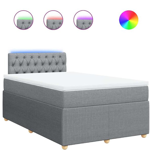 vidaXL Sommier à lattes de lit et matelas gris clair 120x190 cm tissu