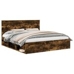 vidaXL Cadre de lit Chêne fumé 200 x 200 cm Bois de pin massif