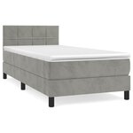 vidaXL Sommier à lattes de lit et matelas Gris clair 90x190 cm Velours