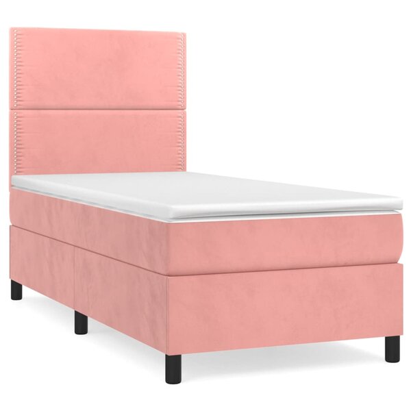 vidaXL Sommier à lattes de lit avec matelas Rose 90x190 cm Velours