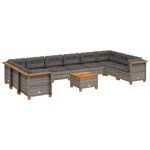 vidaXL Salon de jardin 11 Pièces avec coussins gris résine tressée