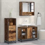 vidaXL Ensemble de mobilier de salle de bain 3 Pièces Bois ancien