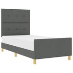 vidaXL Cadre de lit avec tête de lit Gris foncé 100 x 200 cm tissu