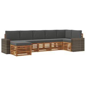 vidaXL Ensemble de canapés d'extérieur 7 pc Naturel et Anthracite