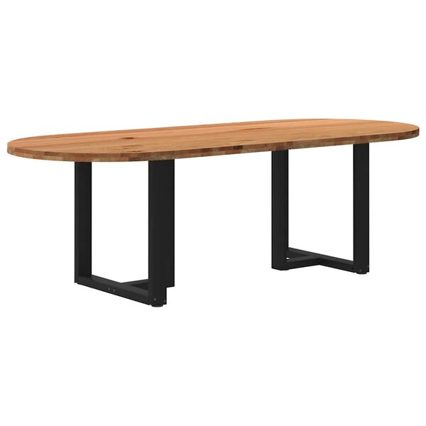 vidaXL Table à manger marron clair bois de chêne massif ovale