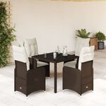 vidaXL Ensemble de bistro de jardin 5 Pièces coussins marron poly rotin