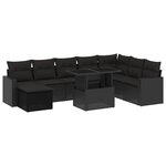 vidaXL Salon de jardin 9 Pièces avec coussins noir résine tressée