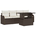 vidaXL Ensemble de canapé de jardin 5 Pièces Marron Poly rotin