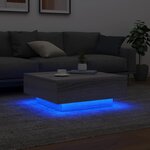vidaXL Table basse avec lumières LED sonoma gris 80x80x31 cm