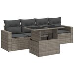 vidaXL Salon de jardin 5 Pièces avec coussins gris résine tressée