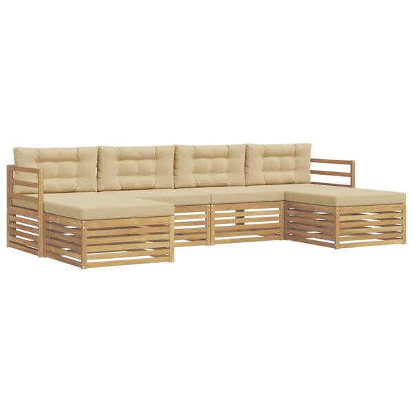 vidaXL Ensemble de canapés d'extérieur 6 pc Blanc et Beige