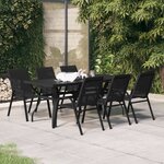 vidaXL Ensemble à manger de jardin 7 Pièces Noir
