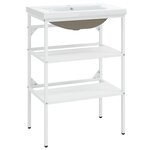 vidaXL Cadre de lavabo de salle de bain vasque à encastrer Blanc Fer