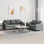 vidaXL Ensemble de canapés 2 Pièces coussins gris foncé tissu