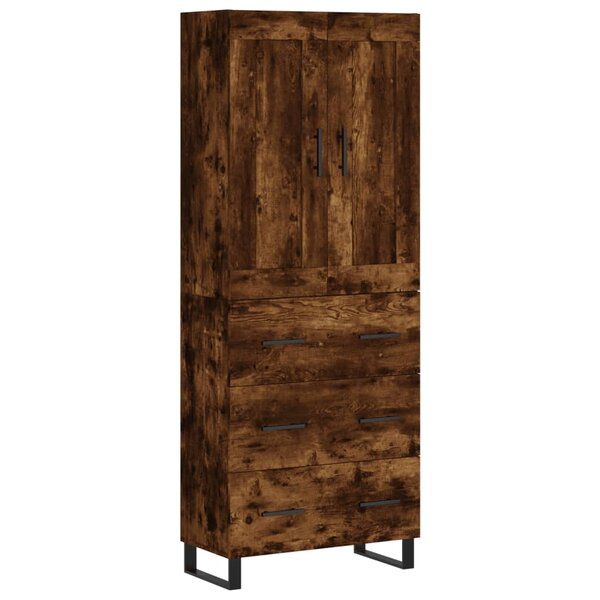 vidaXL Buffet haut Chêne fumé 69 5x34x180 cm Bois d'ingénierie