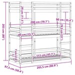 vidaXL Lit superposé triple sans matelas 90x200 cm bois de pin massif
