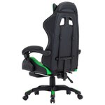 Chaise fauteuil siège pivotante de bureau informatique étude de jeux vidéo avec repose-pied et similicuir vert 02_0024221