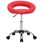 Chaise fauteuil siège de travail roulante similicuir rouge 02_0024080