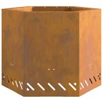 vidaXL Foyer sans Fumée Hexagonal 58x58x51 cm en Acier Résistant aux Intempéries