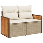 vidaXL Salon de jardin avec coussins 7 Pièces beige résine tressée