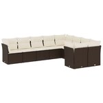 vidaXL Salon de jardin avec coussins 9 Pièces marron résine tressée