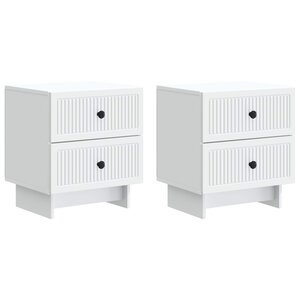 vidaXL Cabinet de chevet avec tiroir 2 Pièces Blanc 43 x 34 5 x 47 5 cm