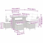 Canapé de jardin de 9 pièces avec coussins noir poly rattan acacia