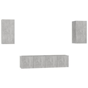 vidaXL Ensemble de meubles TV 4 Pièces Gris béton Bois d'ingénierie