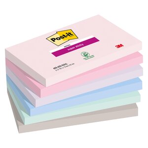 Notes couleurs soulful super sticky post-it 76 x 127 mm - bloc de 90 feuilles - lot de 12