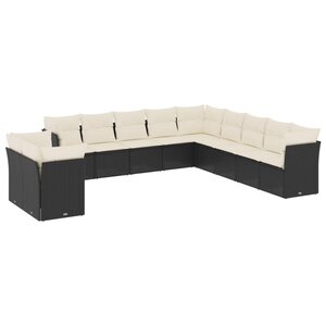 vidaXL Salon de jardin 11 Pièces avec coussins noir résine tressée