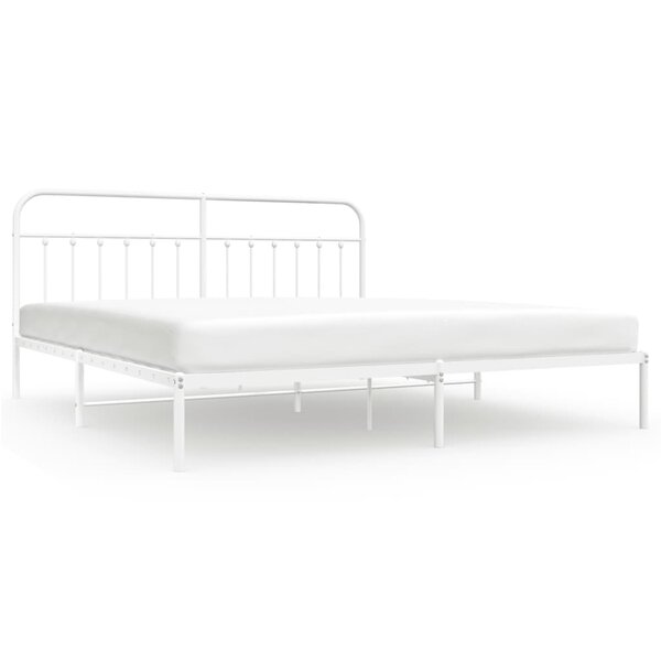 vidaXL Cadre de lit métal avec tête de lit blanc 193x203 cm