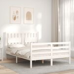 vidaXL Cadre de lit sans matelas blanc 140x190 cm bois massif
