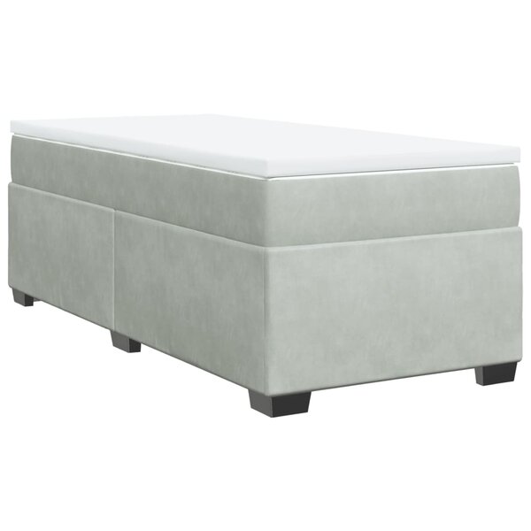 vidaXL Sommier à lattes de lit et matelas Gris clair 90x200 cm Velours