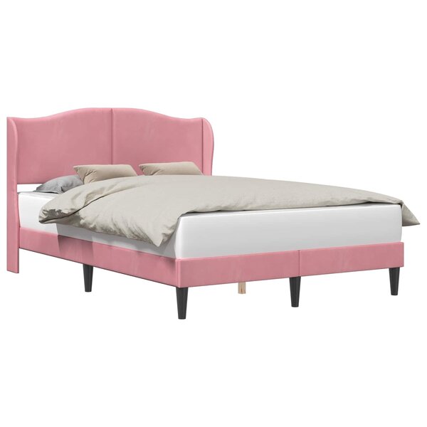 vidaXL Cadre de lit avec tête de lit Rose 120 x 200 cm Velours