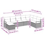 Ensemble de canapé de jardin vidaXL 8 pièces avec coussins beige en rattan