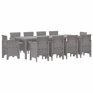 vidaXL Ensemble de salle à manger pour jardin 11 Pièces Gris clair