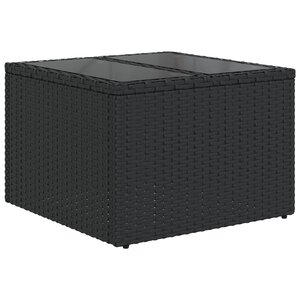 Ensemble de canapé de jardin 8 pièces avec coussins noir poly rotin