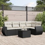 vidaXL Salon de jardin 6 Pièces avec coussins noir résine tressée