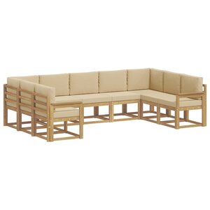 vidaXL Ensemble de canapés d'extérieur 9 pc Blanc et Beige