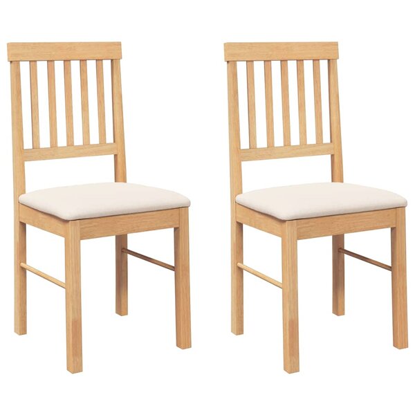 vidaXL Chaises à manger coussins 2 Pièces bois massif caoutchouc